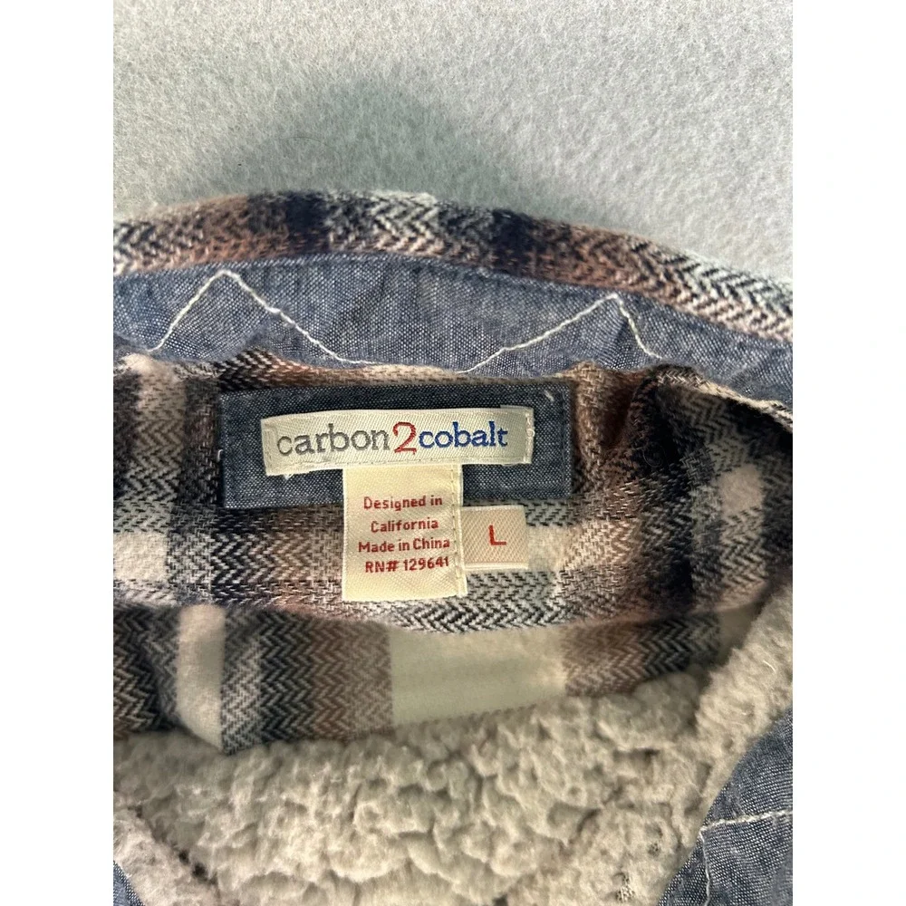 Carbon2Cobalt Shacket Men's Large‎ Brown Plaid Sherpa Lined Flannel Jacket